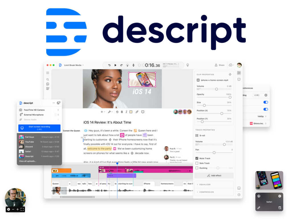 descript công cụ ai tạo video