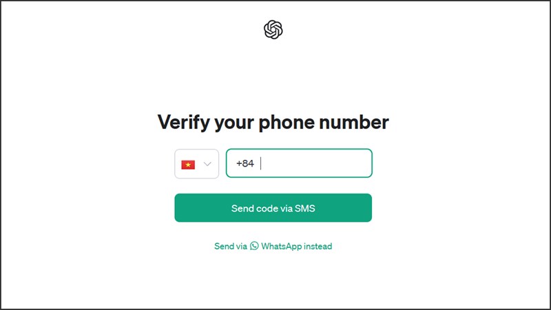 xác minh số điện thoại tài khoản chatgpt ở thị trường Việt Nam